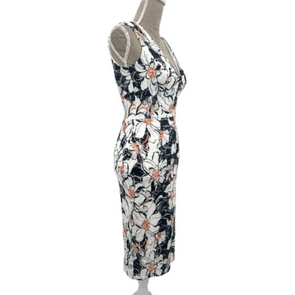 Dress The Population Alice Floral Lace Sheath Midi Dress Black White Size XS NWT - Picture 9 of 14
